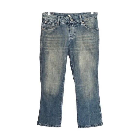 7 For All Mankind A Pocket Embroidered Crystal Cropped Skinny Jeans Size 27 - Picture 3 of 11